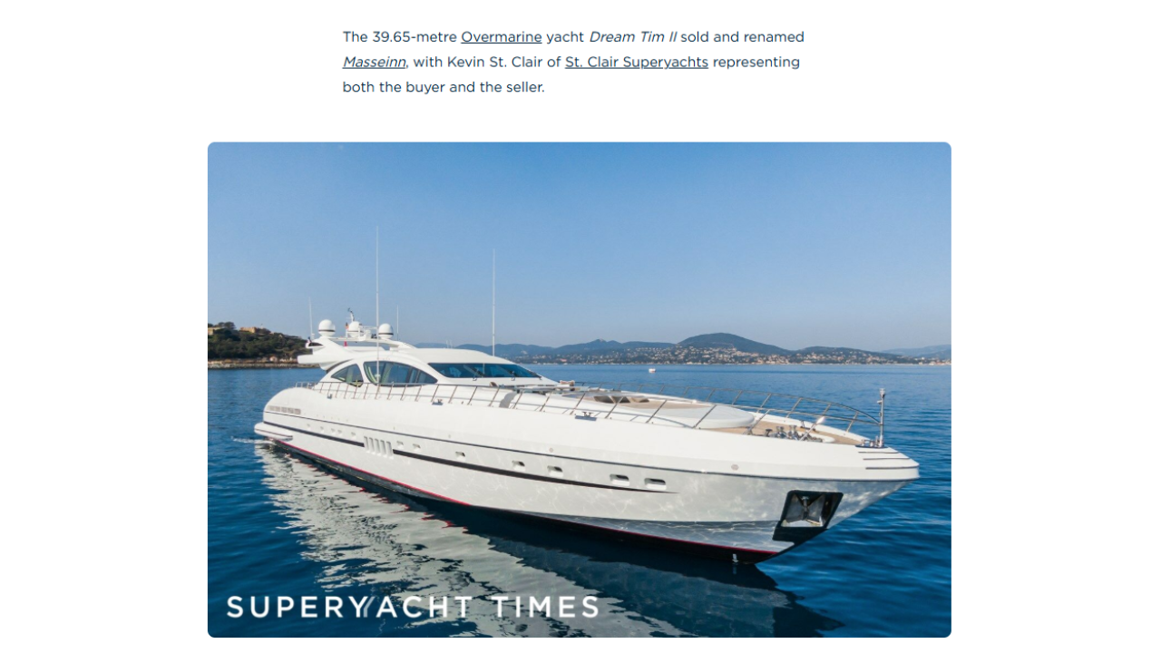 Sold Mangusta 100 superyacht by St. Clair Superyachts