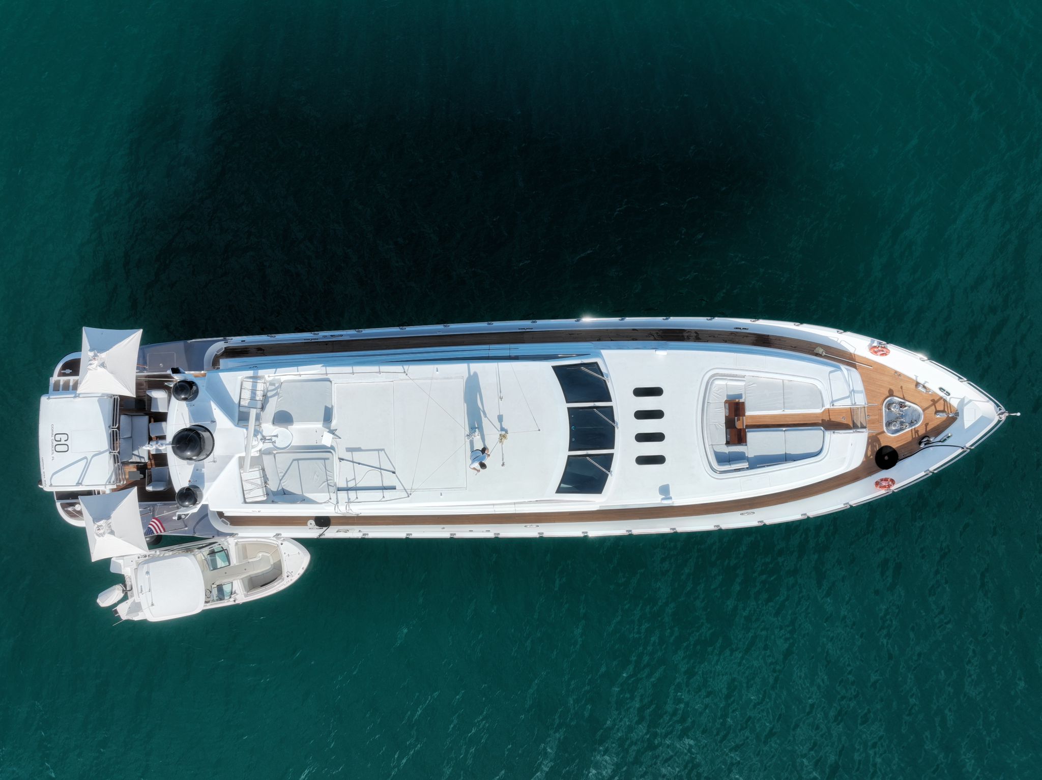 2008 Leopard 34m 112 sport yacht for sale - overhead drone view